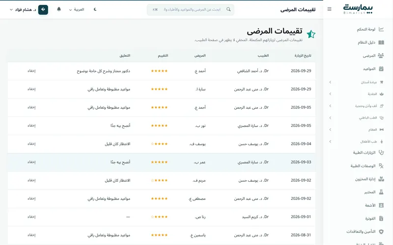تقييمات الأطباء